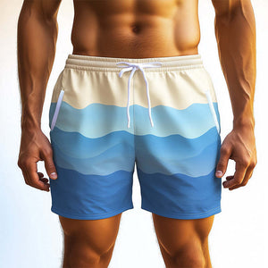 Men's Fashion Wave Striped Casual Sports Shorts