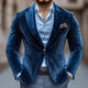 Men's Vintage Rhombus Velvet Peak Lapel One-button Casual Blazer
