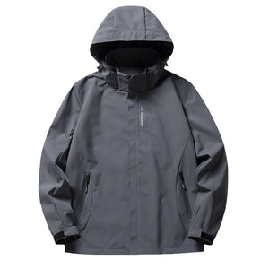 HOODED SOLID COLOR WATERPROOF WINDPROOF JACKET, THREE PROOF MOUNTAINEERING SUIT