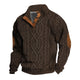 Men's Vintage Stand Collar Pullover Twisted Textured Knitted Sweater