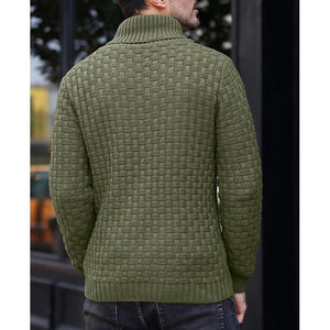Men's Casual Jacquard Knit Lapel Sweater