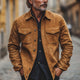 Men's Vintage Khaki Suede Long Sleeve Shirt