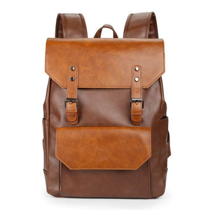 Men's Crazy Horse Leather Large Capacity Backpack