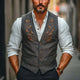 Men's Floral Embroidered V-neck Vest
