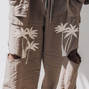 Men's Embroidered Ripped Casual Pants
