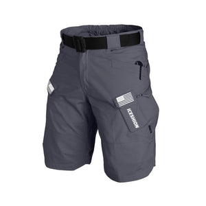 ICESHION USA FLAG TACTICAL MULTI POCKETS 11'' INSEAM PERFORMANCE CARGO SHORTS WITHOUT BUCKLE BELT