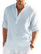 Men's Linen Quick Dry Button-Down Solid Color Henley Shirt